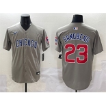 Men's Chicago Cubs #23 Ryne Sandberg Grey Limited Stitched Baseball Jersey
