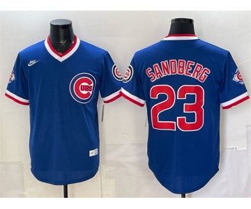 Men's Chicago Cubs #23 Ryne Sandberg Royal 150th Anniversary Throwback Vapor Limited Stitched Baseball Jersey