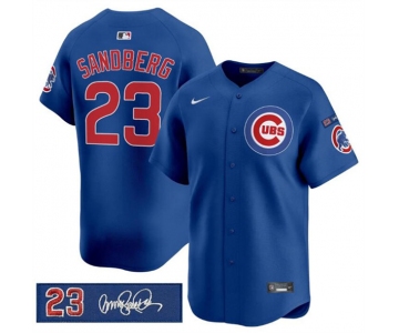 Men's Chicago Cubs #23 Ryne Sandberg Royal 'Ryne Sandberg Tribute' Vapor Limited V3 Stitched Baseball Jersey