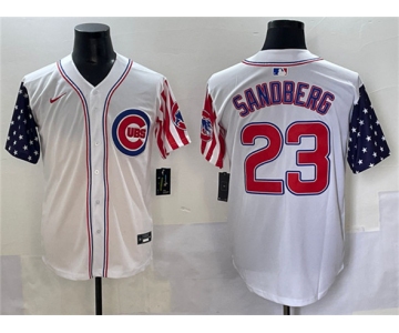 Men's Chicago Cubs #23 Ryne Sandberg White 2025 Independence Day Vapor Premier Limited Stitched Baseball Jersey