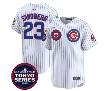 Men’s Chicago Cubs #23 Ryne Sandberg White 2025 Tokyo Series Limited Stitched Baseball Jersey