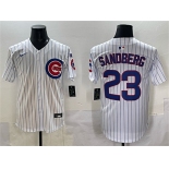 Men's Chicago Cubs #23 Ryne Sandberg White Pinstripe 'Ryne Sandberg Tribute' Vapor Limited V3 Stitched Baseball Jersey Men's Chicago Cubs #23 Ryne Sandberg White Pinstripe 'Ryne Sandberg Tribute' Vapor Limited V3 Stitched Baseball Jersey