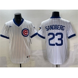 Men's Chicago Cubs #23 Ryne Sandberg White Throwback Stitched Baseball Jersey Men's Chicago Cubs #23 Ryne Sandberg White Throwback Stitched Baseball Jersey