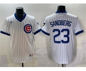 Men's Chicago Cubs #23 Ryne Sandberg White Throwback Stitched Baseball Jersey Men's Chicago Cubs #23 Ryne Sandberg White Throwback Stitched Baseball Jersey