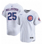 Men's Chicago Cubs #25 Moises ballesteros White Cool Base Stitched Baseball Jersey