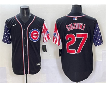 Men's Chicago Cubs #27 Seiya Suzuki Black 2025 Independence Day Vapor Premier Limited Stitched Baseball Jersey