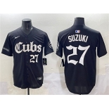 Men's Chicago Cubs #27 Seiya Suzuki Black 'Gothic North Side Edition' Vapor Premier Limited Stitched Baseball Jersey