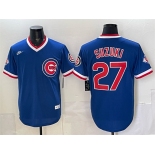 Men's Chicago Cubs #27 Seiya Suzuki Royal 150th Anniversary Throwback Vapor Limited Stitched Baseball Jersey Men's Chicago Cubs #27 Seiya Suzuki Royal 150th Anniversary Throwback Vapor Limited Stitched Baseball Jersey