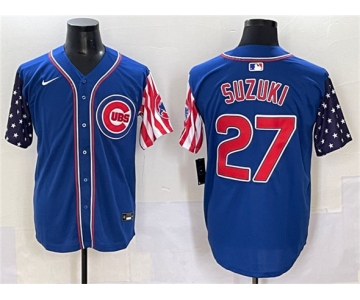 Men's Chicago Cubs #27 Seiya Suzuki Royal 2025 Independence Day Vapor Premier Limited Stitched Baseball Jersey