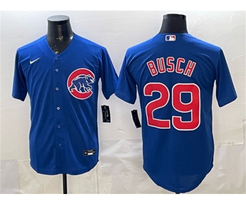 Men's Chicago Cubs #29 Michael Busch Royal Cool Base Stitched Baseball Jersey