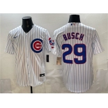 Men's Chicago Cubs #29 Michael Busch White Cool Base Stitched Baseball Jersey Men's Chicago Cubs #29 Michael Busch White Cool Base Stitched Baseball Jersey