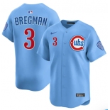 Men's Chicago Cubs #3 Alex Bregman Blue 2nd Alternate Limited Stitched Baseball Jersey Men's Chicago Cubs #3 Alex Bregman Blue 2nd Alternate Limited Stitched Baseball Jersey