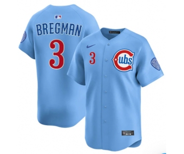 Men's Chicago Cubs #3 Alex Bregman Blue 2nd Alternate Limited Stitched Baseball Jersey