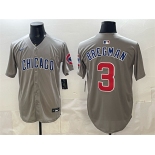 Men's Chicago Cubs #3 Alex Bregman Grey Limited Stitched Baseball Jersey