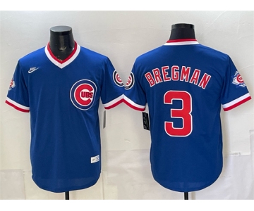Men's Chicago Cubs #3 Alex Bregman Royal 150th Anniversary Throwback Vapor Limited Stitched Baseball Jersey