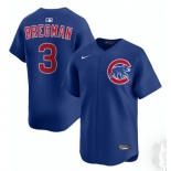 Men's Chicago Cubs #3 Alex Bregman Royal Limited Stitched Baseball Jersey Men's Chicago Cubs #3 Alex Bregman Royal Limited Stitched Baseball Jersey