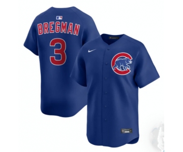 Men's Chicago Cubs #3 Alex Bregman Royal Limited Stitched Baseball Jersey