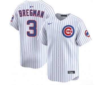Men's Chicago Cubs #3 Alex Bregman White 2026 Home Limited Stitched Baseball Jersey