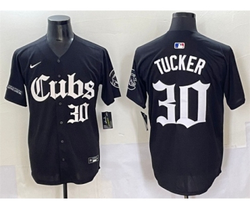 Men's Chicago Cubs #30 Kyle Tucker Black 'Gothic North Side Edition' Vapor Premier Limited Stitched Baseball Jersey
