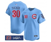 Men's Chicago Cubs #30 Kyle Tucker Blue 'Ryne Sandberg Tribute' Vapor Limited V3 Stitched Baseball Jersey Men's Chicago Cubs #30 Kyle Tucker Blue 'Ryne Sandberg Tribute' Vapor Limited V3 Stitched Baseball Jersey