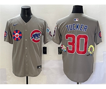 Men's Chicago Cubs #30 Kyle Tucker Gray 2025 Tokyo Series Limited Stitched Baseball Jersey