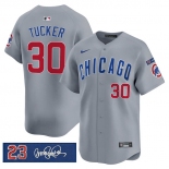 Men's Chicago Cubs #30 Kyle Tucker Gray 'Ryne Sandberg Tribute' Vapor Limited V3 Stitched Baseball Jersey Men's Chicago Cubs #30 Kyle Tucker Gray 'Ryne Sandberg Tribute' Vapor Limited V3 Stitched Baseball Jersey