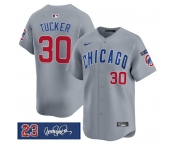 Men's Chicago Cubs #30 Kyle Tucker Gray 'Ryne Sandberg Tribute' Vapor Limited V3 Stitched Baseball Jersey Men's Chicago Cubs #30 Kyle Tucker Gray 'Ryne Sandberg Tribute' Vapor Limited V3 Stitched Baseball Jersey