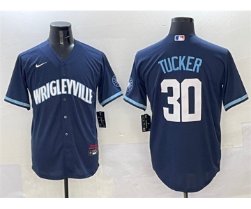 Men's Chicago Cubs #30 Kyle Tucker Navy City Connect Stitched Baseball Jersey