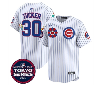 Men's Chicago Cubs #30 Kyle Tucker White 2025 Tokyo Series Limited Stitched Baseball Jersey