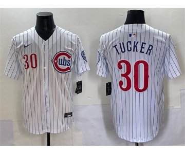Men's Chicago Cubs #30 Kyle Tucker White Pinstripe 2nd Alternate Limited Stitched Baseball Jersey