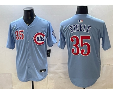 Men's Chicago Cubs #35 Justin Steele Blue 2024 25 2nd Alternate Limited Stitched Baseball Jersey