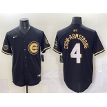 Men's Chicago Cubs #4 Pete Crow-Armstrong Black Gold 'Ryne Sandberg Tribute' Vapor Limited V2 Stitched Baseball Jersey Men's Chicago Cubs #4 Pete Crow-Armstrong Black Gold 'Ryne Sandberg Tribute' Vapor Limited V2 Stitched Baseball Jersey