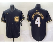 Men's Chicago Cubs #4 Pete Crow-Armstrong Black Gold 'Ryne Sandberg Tribute' Vapor Limited V2 Stitched Baseball Jersey Men's Chicago Cubs #4 Pete Crow-Armstrong Black Gold 'Ryne Sandberg Tribute' Vapor Limited V2 Stitched Baseball Jersey
