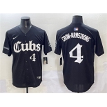 Men's Chicago Cubs #4 Pete Crow-Armstrong Black 'Gothic North Side Edition' Vapor Premier Limited Stitched Baseball Jersey