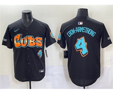 Men's Chicago Cubs #4 Pete Crow-Armstrong Black 'Graffiti North Side Edition' Vapor Premier Limited Stitched Baseball Jersey