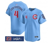 Men's Chicago Cubs #4 Pete Crow-Armstrong Blue 'Ryne Sandberg Tribute' Vapor Limited V3 Stitched Baseball Jersey Men's Chicago Cubs #4 Pete Crow-Armstrong Blue 'Ryne Sandberg Tribute' Vapor Limited V3 Stitched Baseball Jersey