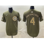 Men's Chicago Cubs #4 Pete Crow-Armstrong Olive 2026 Armed Forces Day Stitched Baseball Jersey Men's Chicago Cubs #4 Pete Crow-Armstrong Olive 2026 Armed Forces Day Stitched Baseball Jersey