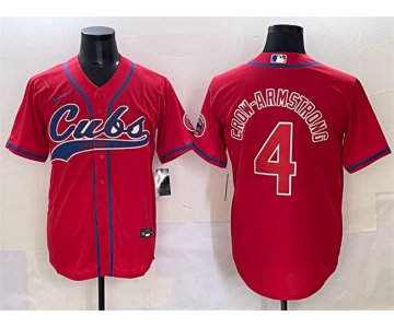 Men's Chicago Cubs #4 Pete Crow-Armstrong Red Cool Base Stitched Baseball Jersey