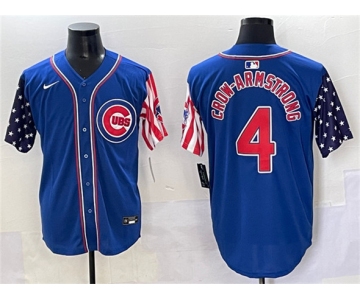 Men's Chicago Cubs #4 Pete Crow-Armstrong Royal 2025 Independence Day Vapor Premier Limited Stitched Baseball Jersey