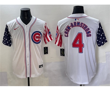 Men's Chicago Cubs #4 Pete Crow-Armstrong White 2025 Independence Day Vapor Premier Limited Stitched Baseball Jersey