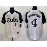 Men's Chicago Cubs #4 Pete Crow-Armstrong White Black 'Gothic North Side Edition' Vapor Premier Limited Stitched Baseball Jersey