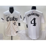 Men's Chicago Cubs #4 Pete Crow-Armstrong White 'Gothic North Side Edition' Vapor Premier Limited Stitched Baseball Jersey