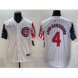 Men's Chicago Cubs #4 Pete Crow-Armstrong White Pinstripe 2025 Independence Day Vapor Premier Limited Stitched Baseball Jersey