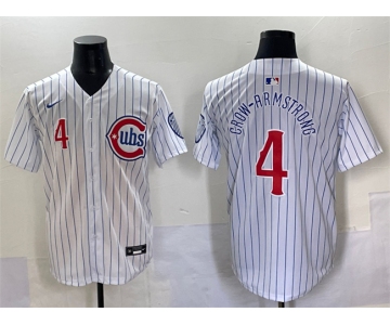 Men's Chicago Cubs #4 Pete Crow-Armstrong White Pinstripe 2nd Alternate Limited Stitched Baseball Jersey