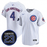 Men's Chicago Cubs #4 Pete Crow-Armstrong White Pinstripe 'Ryne Sandberg Tribute' Vapor Limited V2 Stitched Baseball Jersey Men's Chicago Cubs #4 Pete Crow-Armstrong White Pinstripe 'Ryne Sandberg Tribute' Vapor Limited V2 Stitched Baseball Jersey