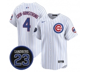 Men's Chicago Cubs #4 Pete Crow-Armstrong White Pinstripe 'Ryne Sandberg Tribute' Vapor Limited V2 Stitched Baseball Jersey Men's Chicago Cubs #4 Pete Crow-Armstrong White Pinstripe 'Ryne Sandberg Tribute' Vapor Limited V2 Stitched Baseball Jersey