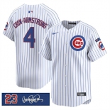 Men's Chicago Cubs #4 Pete Crow-Armstrong White Pinstripe 'Ryne Sandberg Tribute' Vapor Limited V3 Stitched Baseball Jersey Men's Chicago Cubs #4 Pete Crow-Armstrong White Pinstripe 'Ryne Sandberg Tribute' Vapor Limited V3 Stitched Baseball Jersey