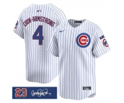 Men's Chicago Cubs #4 Pete Crow-Armstrong White Pinstripe 'Ryne Sandberg Tribute' Vapor Limited V3 Stitched Baseball Jersey Men's Chicago Cubs #4 Pete Crow-Armstrong White Pinstripe 'Ryne Sandberg Tribute' Vapor Limited V3 Stitched Baseball Jersey
