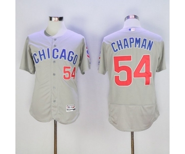 Men's Chicago Cubs #54 Aroldis Chapman Majestic Alternate Grey Flex Base Authentic Collection Player Jersey