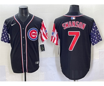 Men's Chicago Cubs #7 Dansby Swanson Black 2025 Independence Day Vapor Premier Limited Stitched Baseball Jersey
